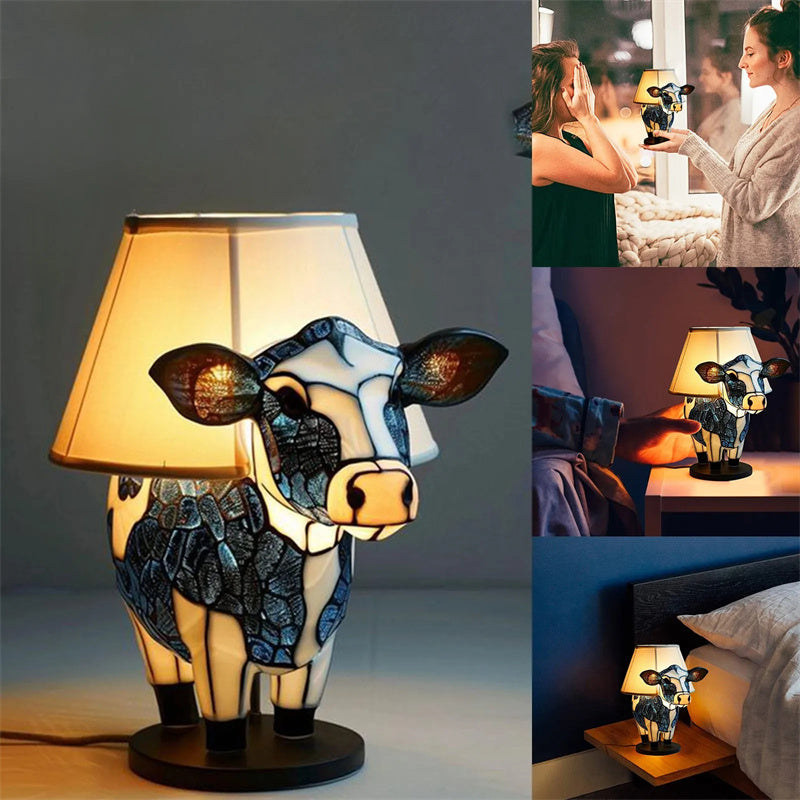 Cute Cow Table Lamp – USB Bedside Night Light for Bedroom, Dorm & Living Room Decor