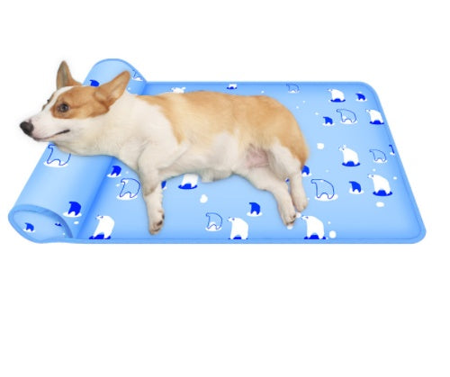 Summer Dog Cooling Bed Mat – Breathable Ice Silk Pet Sofa Cushion with Pillow
