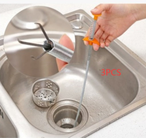 Household 60CM Drain Unclogger – Kitchen Sink Hair Catcher & Sewer Cleaning Rod Tool