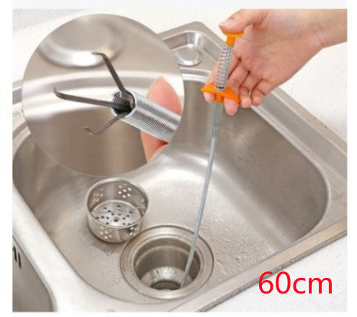 Household 60CM Drain Unclogger – Kitchen Sink Hair Catcher & Sewer Cleaning Rod Tool