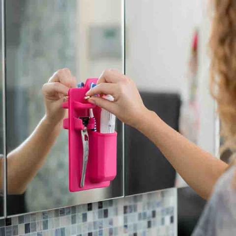 Wall Mounted Toothbrush Holder Organizer – Silicone Suction Bathroom Storage