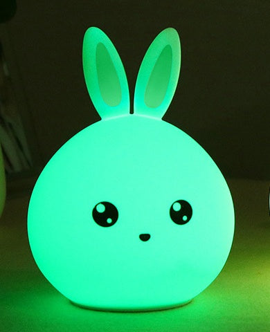 Cute Rabbit LED Night Light – Soft Silicone Touch Lamp (USB Rechargeable)