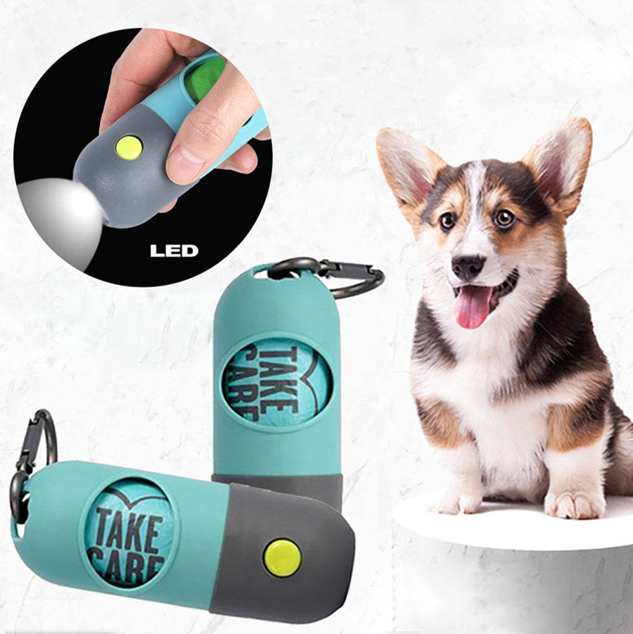 Smart Pet Waste Bag Dispenser with Flashlight – Walking Essential