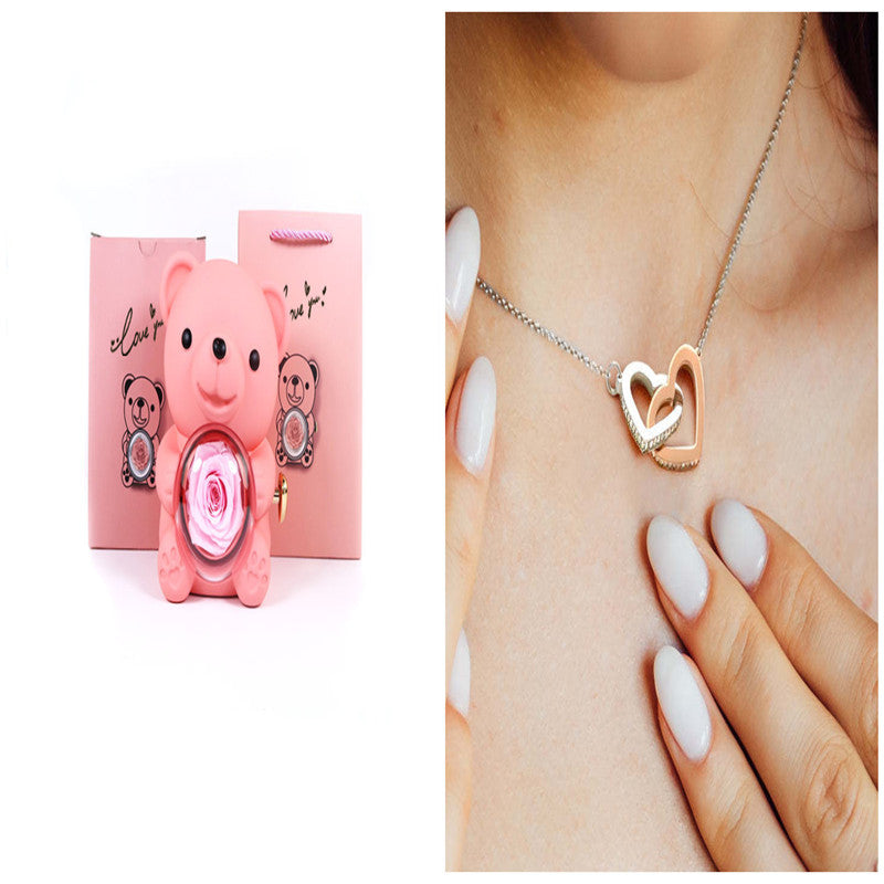Eternal Flower Teddy Bear Jewelry Box – Romantic Gift for Girlfriend & Wife