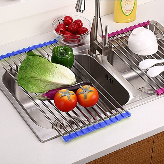 Over Sink Folding Rack Stainless Steel – Kitchen Dish Drying & Drain Organizer