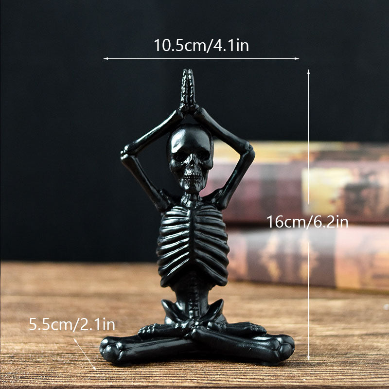 Creepy Skull Skeleton Yoga Resin Figure – Halloween Desktop Horror Decoration