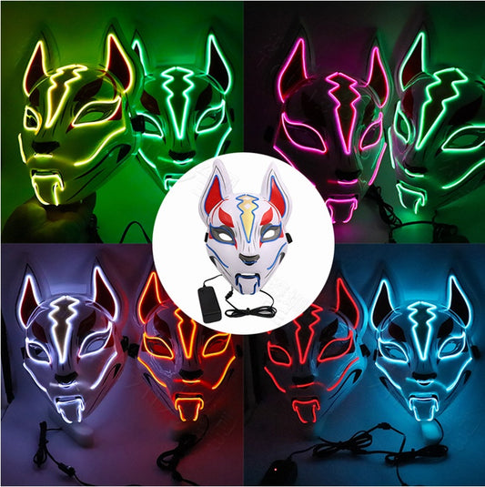 Glowing Cosplay Mask LED – Cat Face Anime Mask, Halloween Party & Bar Costume