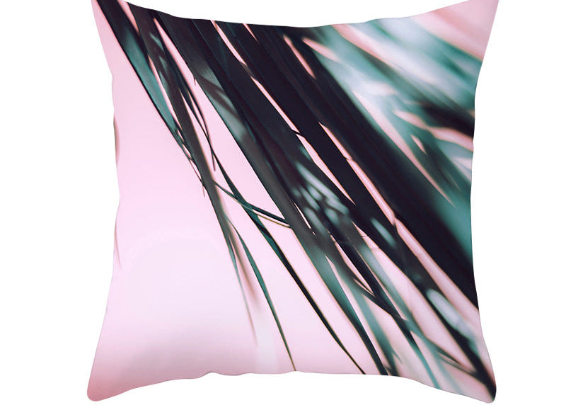 Light Tropical Plants Peach Skin Fleece Pillowcase – Soft Home Decor Cushion Cover