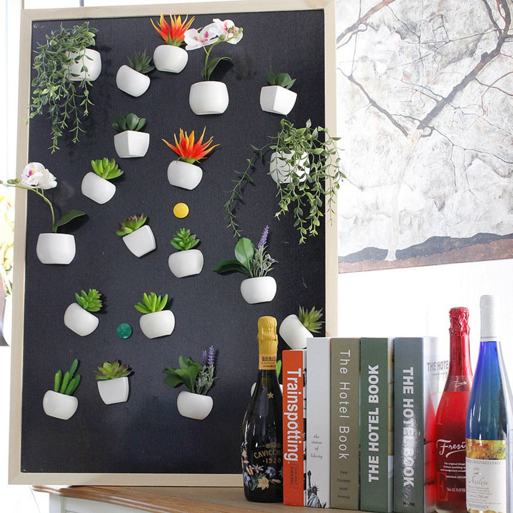 Mini Artificial Succulent Fridge Magnets – Decorative Plant Refrigerator Stickers