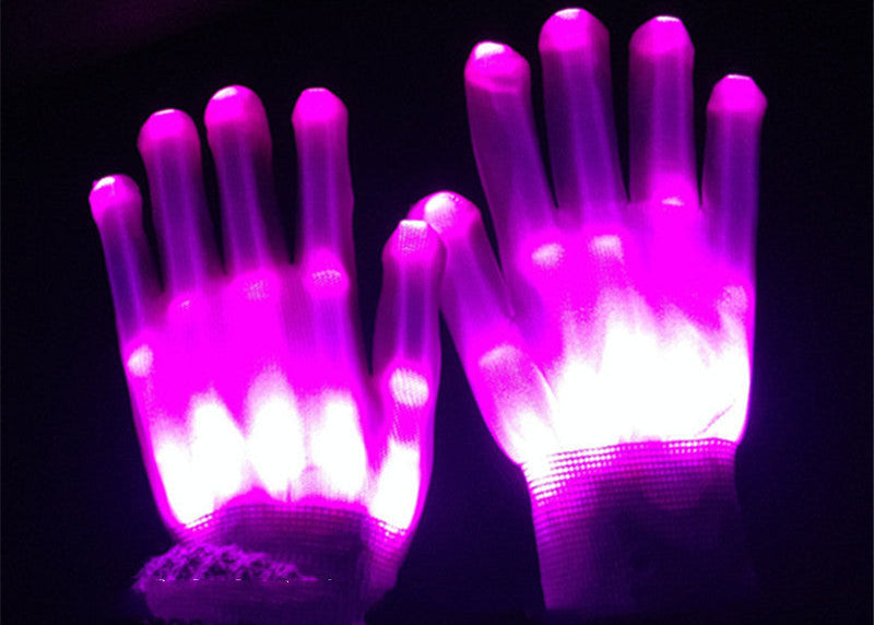 Glow in the Dark Skeleton Hand Gloves – LED Halloween Costume