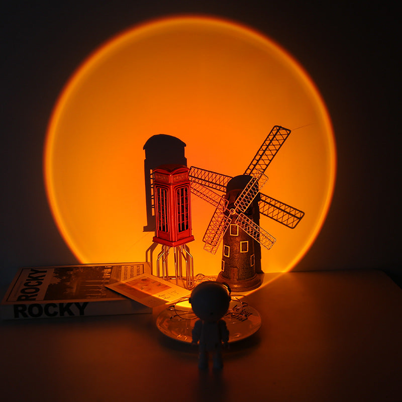Astronaut Sunset Projection Lamp – RGB Rainbow LED Atmosphere Night Light for Bedroom Decor