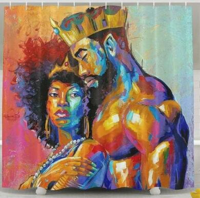 Modern Bathroom Shower Curtain with African Girl Hip Hop Graffiti Design