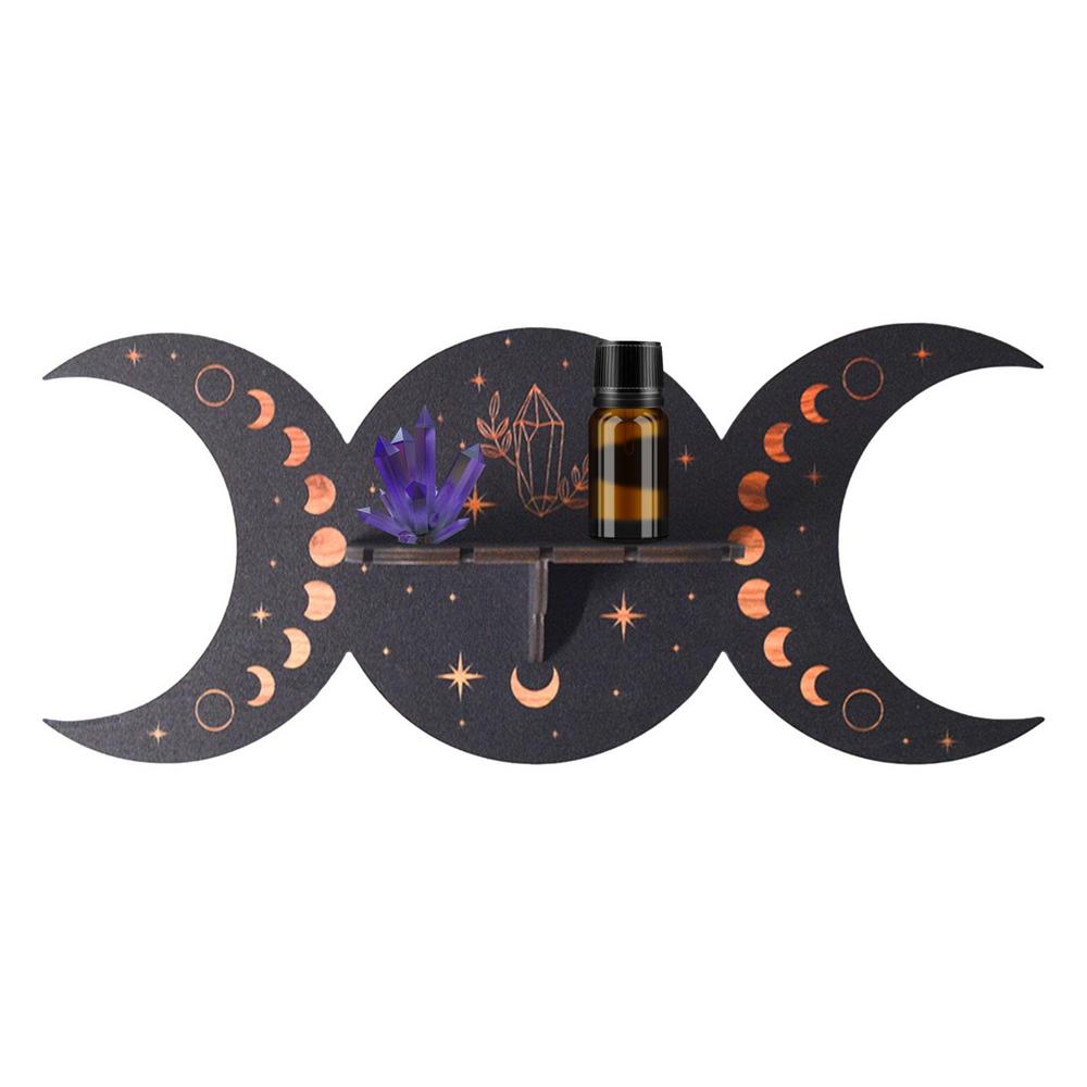 Rustic Hanging Bohemian Wood Shelf for Crystals Plants Bedroom Wall Decor