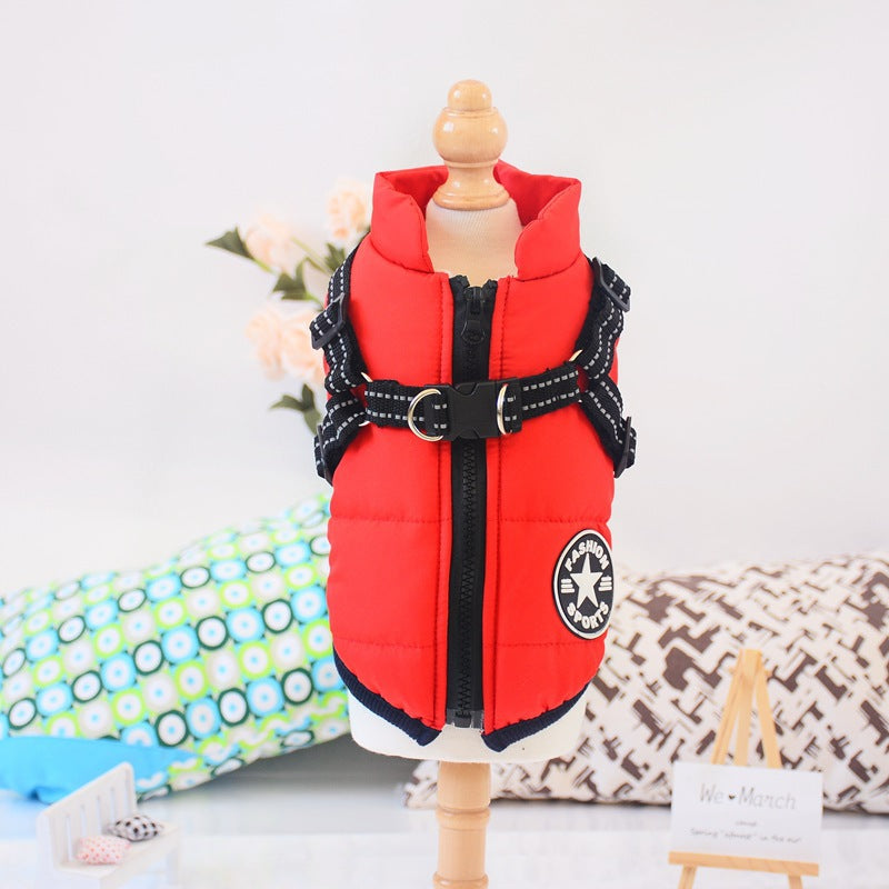 Warm Dog Coat with Harness – Waterproof Winter Jacket for All Dog Sizes