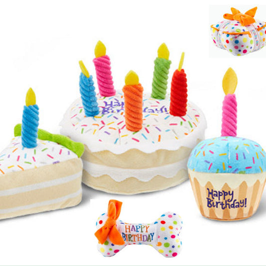 Birthday Plush Toy for Dogs – Soft, Chewable, and Playful Pet Toy