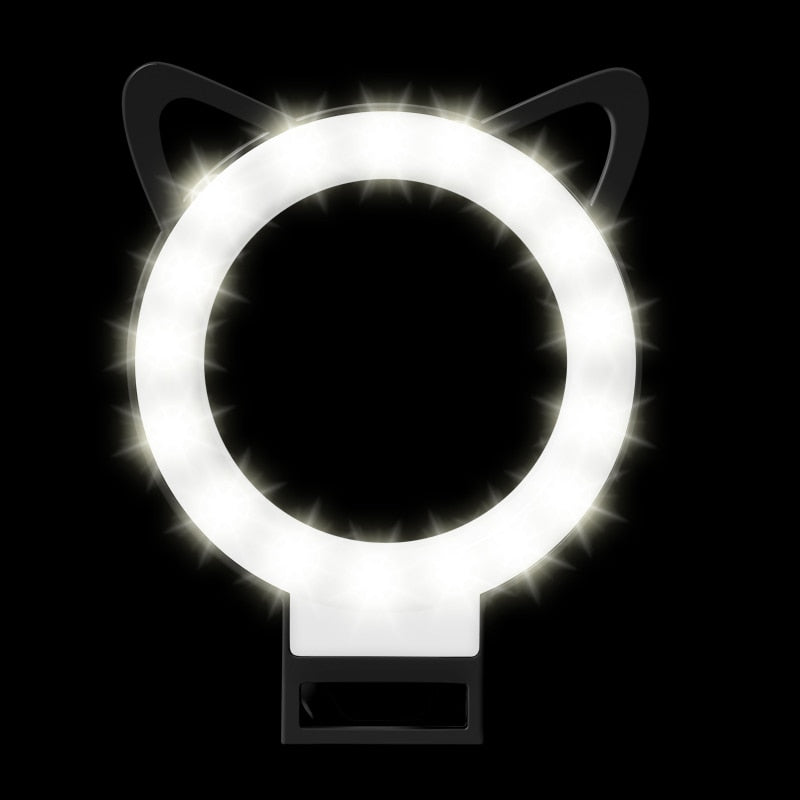LED Selfie Ring Light Clip – USB Rechargeable Phone Light