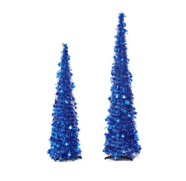 Pop Up Christmas Tree Collapsible Tinsel Tree with Stand – Space Saving Holiday Decor