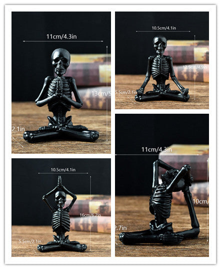 Creepy Skull Skeleton Yoga Resin Figure – Halloween Desktop Horror Decoration
