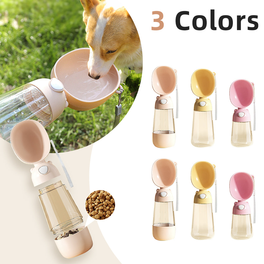 Portable Dog Water Bottle & Food Container – Travel Pet Feeder Bowl