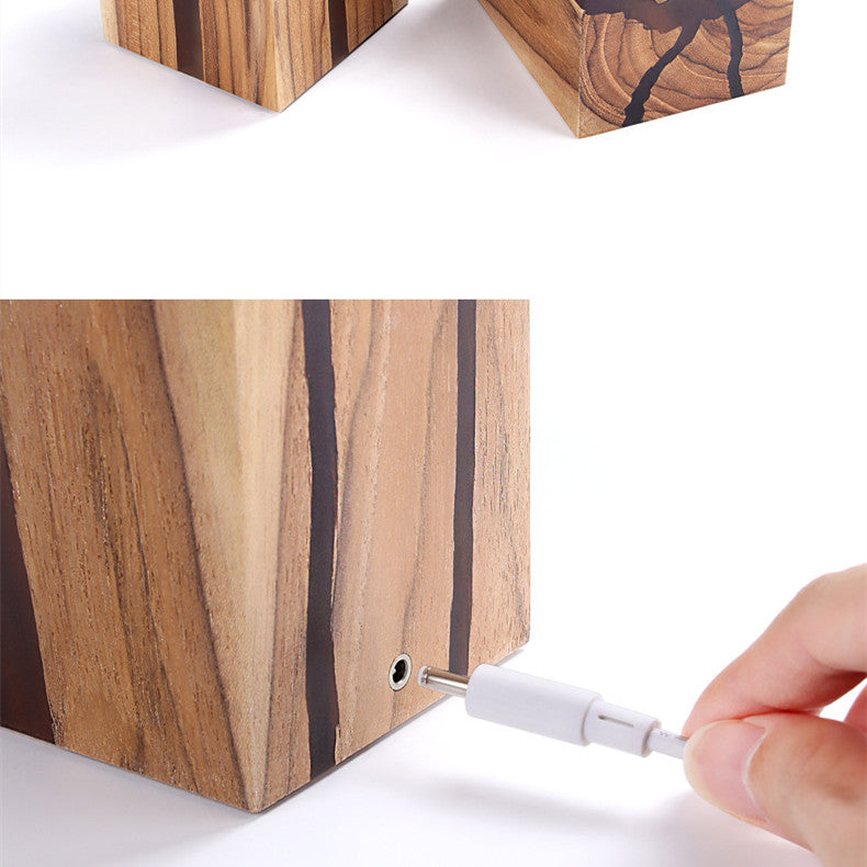 Wooden Bedside LED Lamp – Modern Desk Lamp with USB Charging