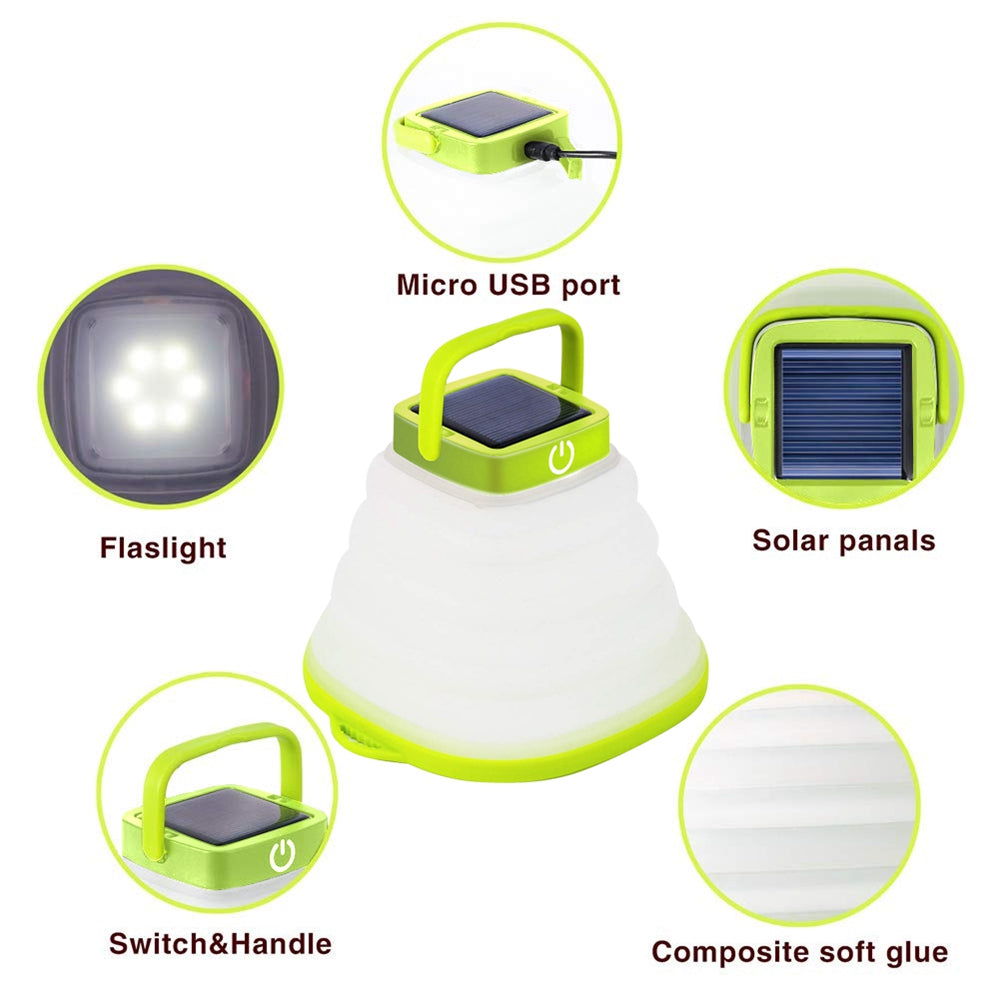 Solar Camping Lantern Collapsible LED Light – Outdoor Tent Lamp
