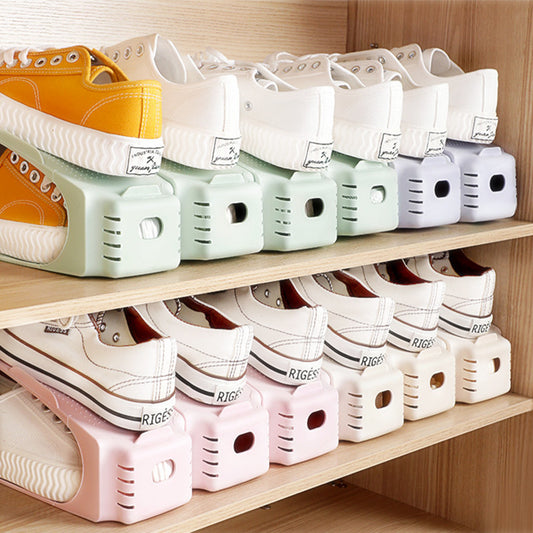 Space Saving Shoe Rack – Stackable Double Shelf Organizer for Small Spaces