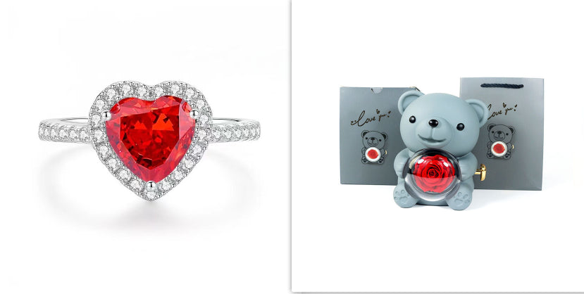 Eternal Flower Teddy Bear Jewelry Box – Romantic Gift for Girlfriend & Wife