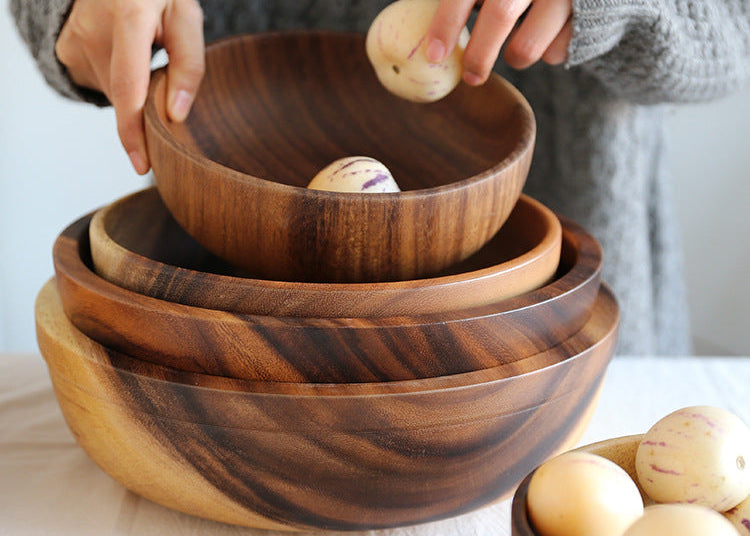 Natural Kitchen Wooden Bowl – Sustainable Salad & Fruit Serving Dish