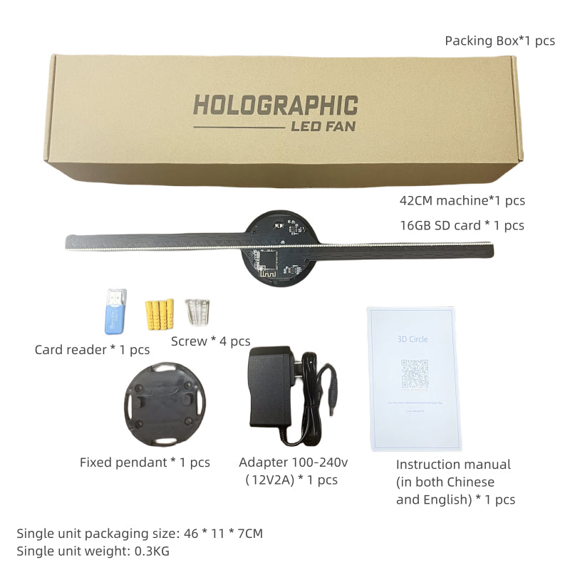 Holographic 3D LED Fan Projector – DIY Floating Display for Store, Party & Advertising