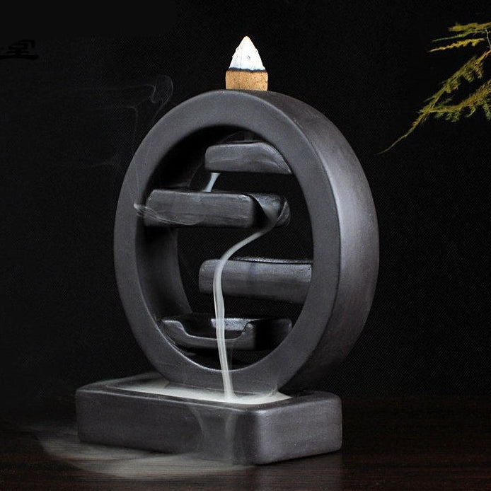Ceramic Incense Burner Backflow – Square Smoke Waterfall Holder Home Decor