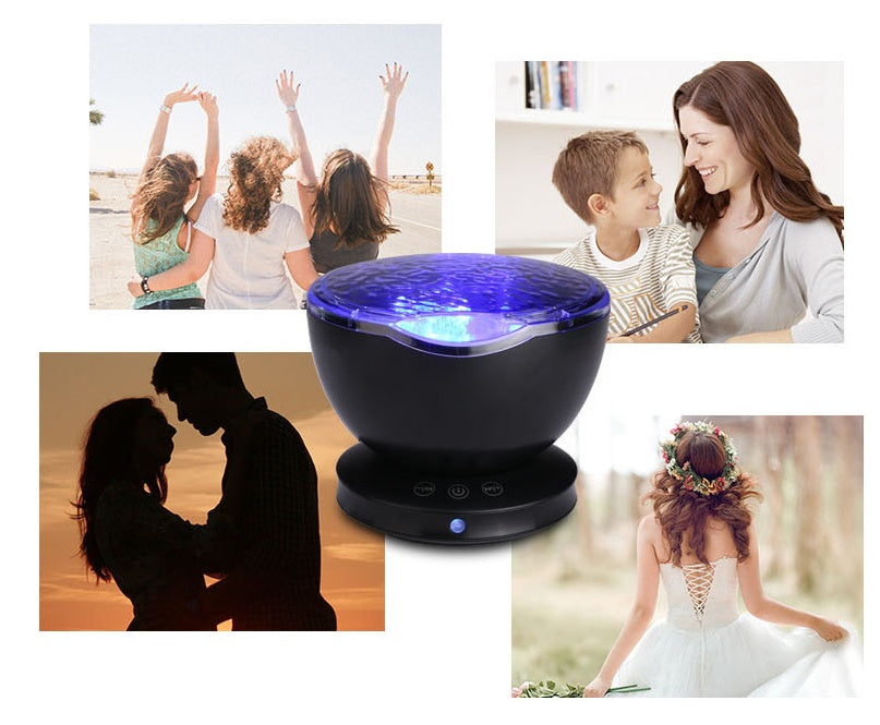 Ocean Wave Projector Night Light – Aurora LED Galaxy Lamp with Bluetooth Speaker & Remote