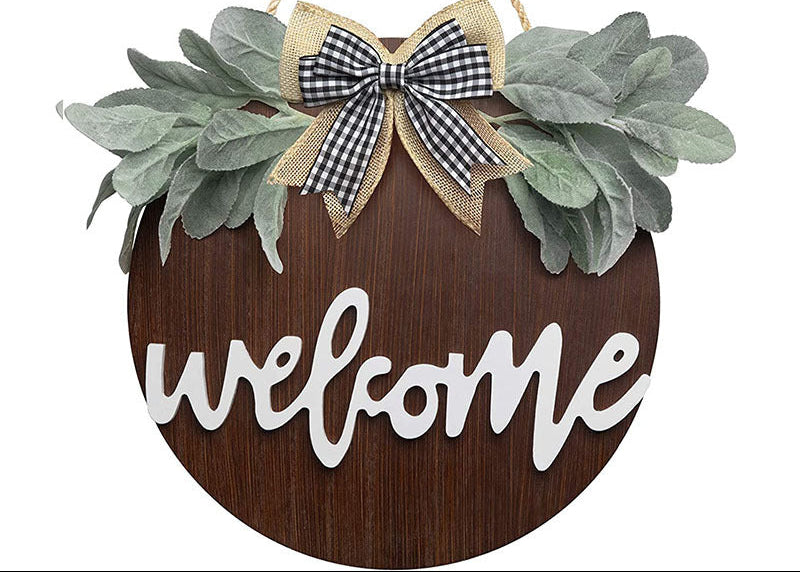 Rustic Farmhouse Welcome Wreath Sign – Front Porch Decor & Door Hanging for Home Entry