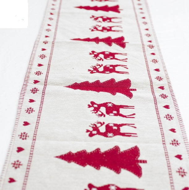 Holiday Table Runner with Elk and Snowman Design