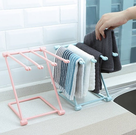 Foldable Dishcloth Shelf Rack – Kitchen Gadget for Dish Towels & Storage