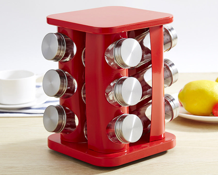 Space Saving Spice Rack Organizer with Glass Jars – Elegant Kitchen Seasoning Storage Solution
