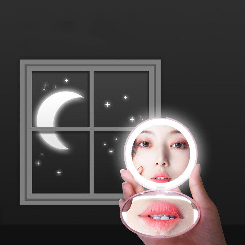 LED Mini Makeup Mirror with 2X Magnification – USB Rechargeable Pocket Mirror