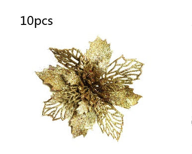 Christmas Glitter Fake Flowers – Festive Tree Decorations for Home & Party Setup