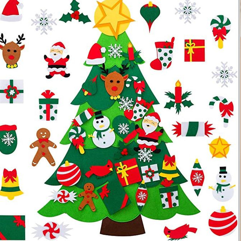 Christmas Felt Tree Decoration Set – DIY Reusable Wall Decor for Kids Holiday Activity