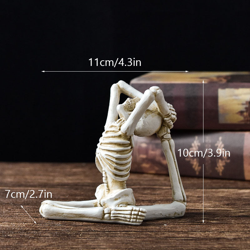 Creepy Skull Skeleton Yoga Resin Figure – Halloween Desktop Horror Decoration
