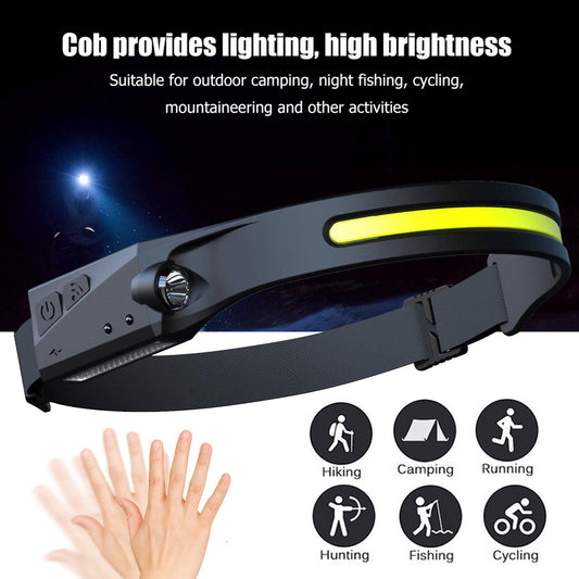 Waterproof COB LED Headlight Flashlight – USB Rechargeable Hands-Free Camping & Hunting Lamp