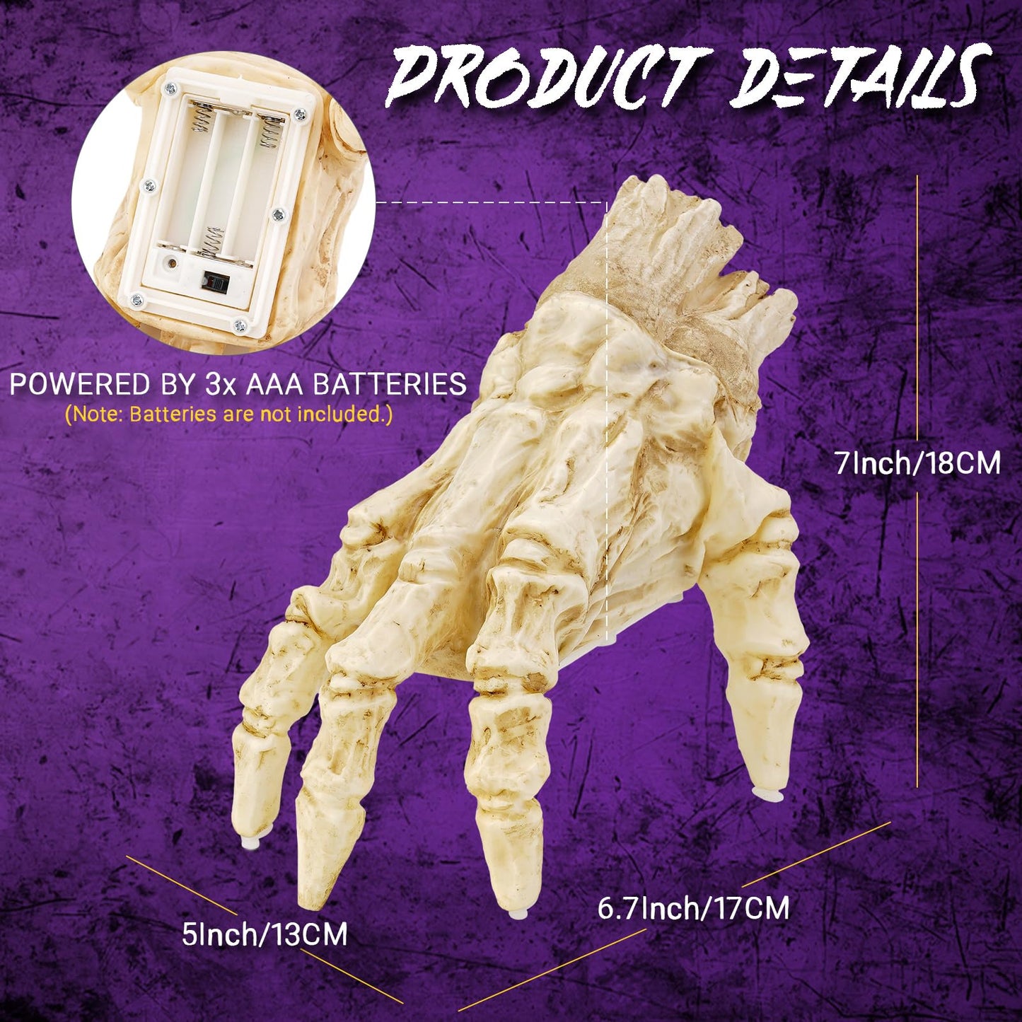Haunted House Halloween Prop – Luminous Crawling Hand with Scary Sound
