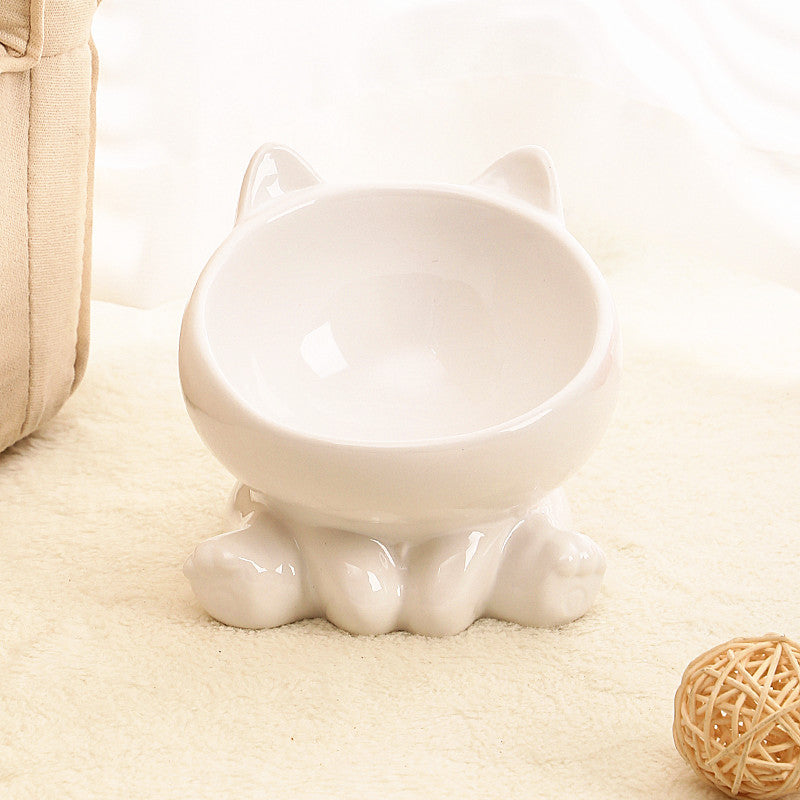 Stylish Ceramic Cat & Dog Bowl Raised Anti Choke Pet Food Bowl Ergonomic Feeding Dish