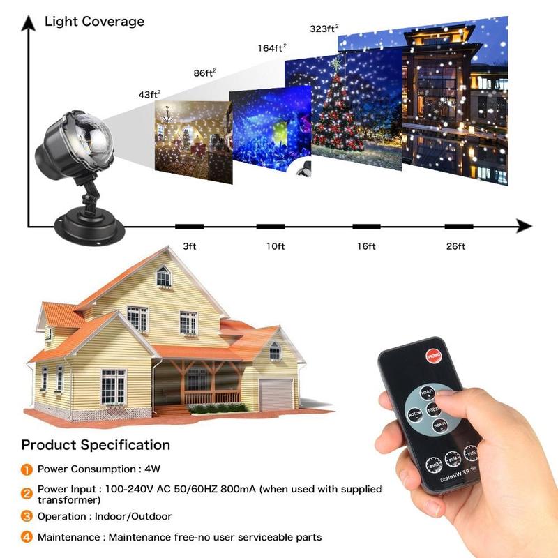 Christmas Snowflake Projector Light Outdoor – LED Moving Snow Light