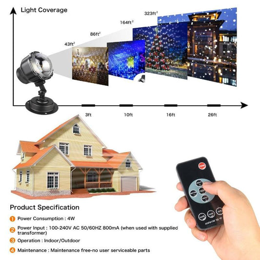 Christmas Snowflake Projector Light Outdoor – LED Moving Snow Light