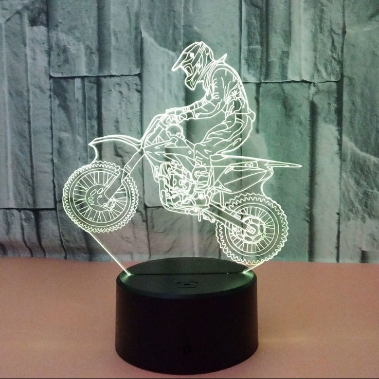 3D Motorcycle LED Lamp – 7 Color Changing Desk Light with Remote & Touch Control Night Light
