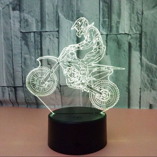 3D Motorcycle LED Lamp – 7 Color Changing Desk Light with Remote & Touch Control Night Light