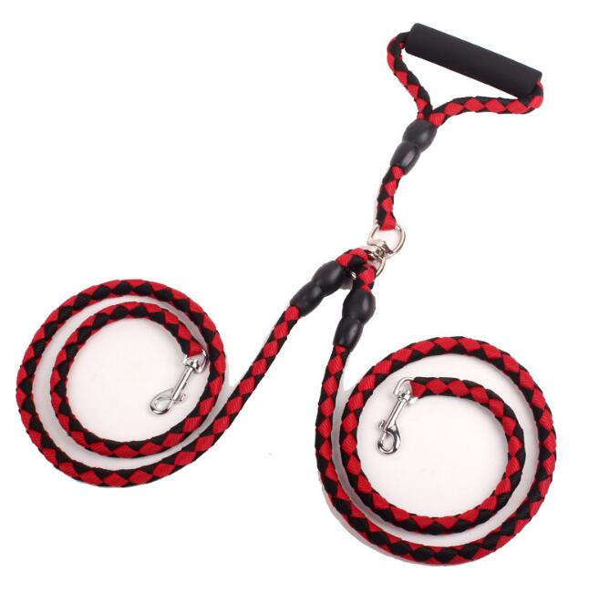 One to Two Dog Leash Double-Ended Rope – Hands-Free Adjustable Walking & Training Collar Lead