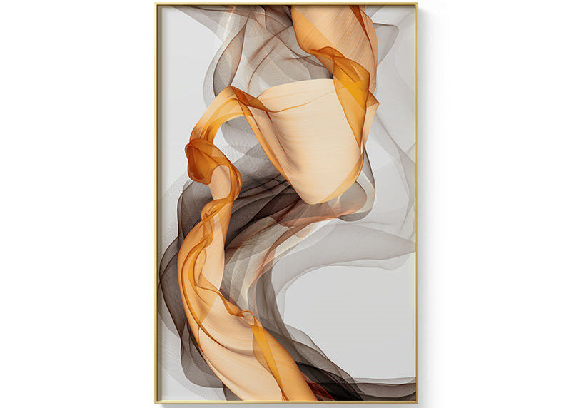 Contemporary Abstract Yellow Grey Wall Art Painting Canvas Home Decor Luxury Style