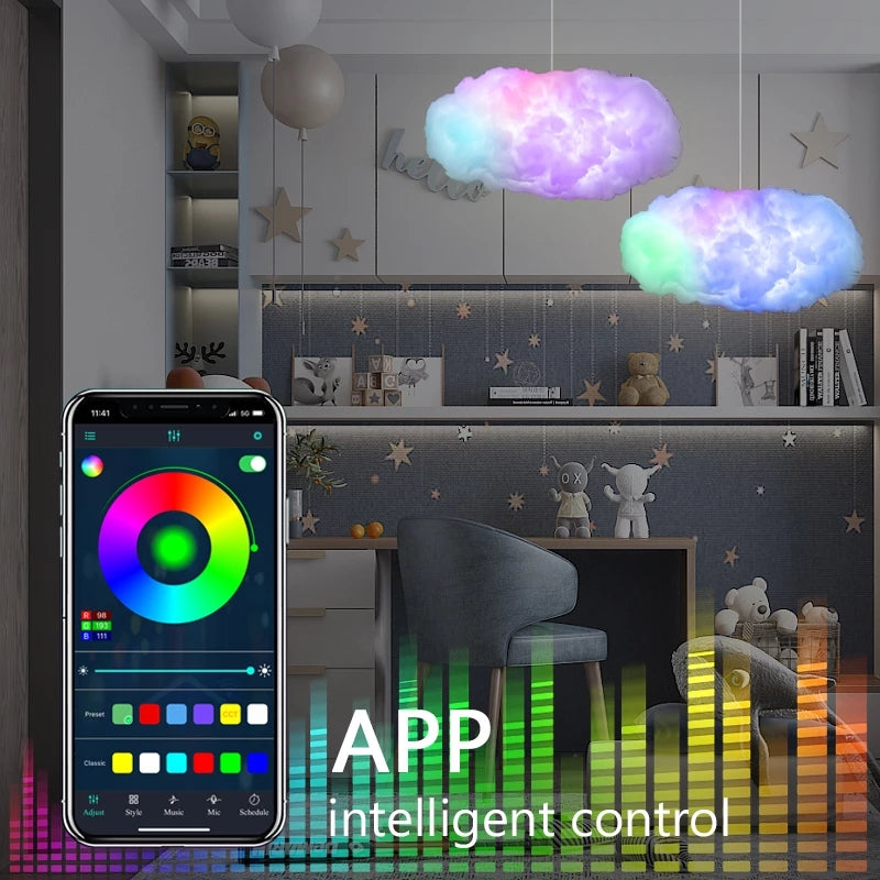Smart USB Cloud Ceiling Light RGBIC LED – App Control Music Sync Gaming Room Aesthetic Lighting