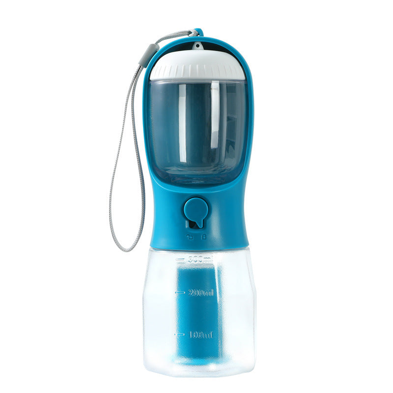 Compact 3-in-1 Dog Water Bottle Travel Cup | Portable Pet Feeder & Poop Bag Dispenser